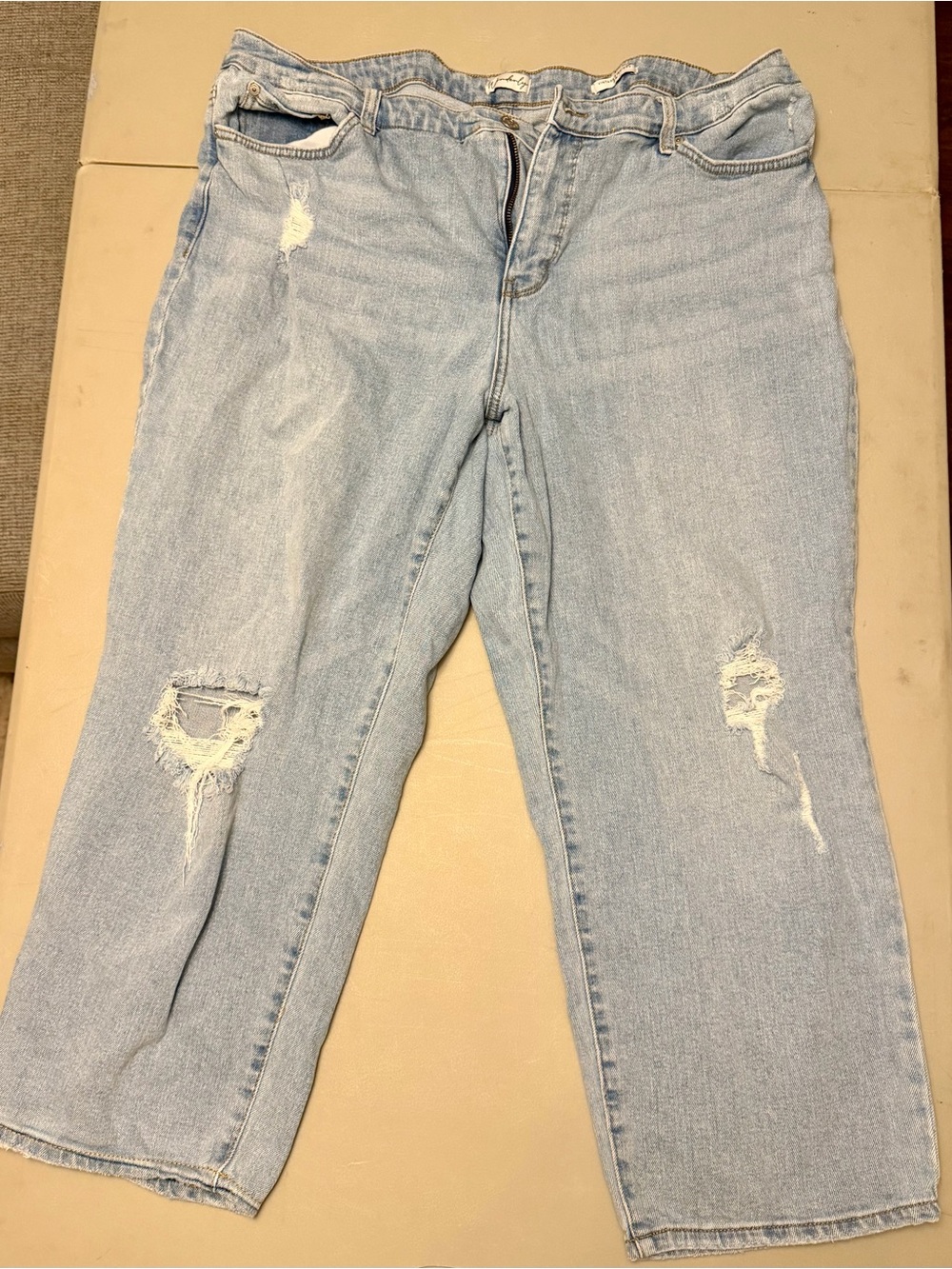 Wonderly Light Blue Distressed Boyfriend Jeans